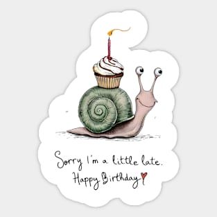 Belated Birthday Snail Sticker